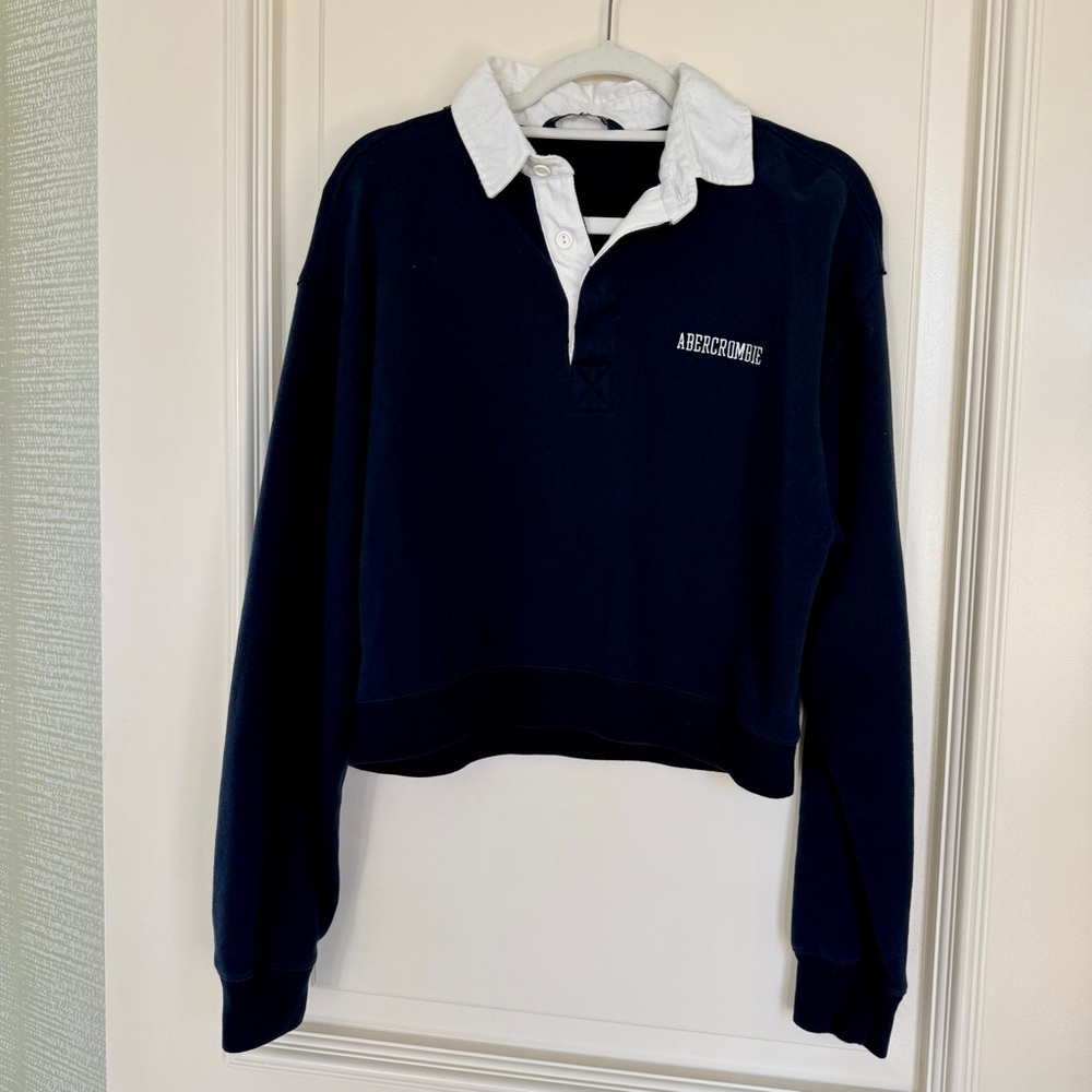 Abercrombie & Fitch Navy and White Women's Pullover Top